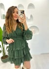 YEŞİL KAT KAT ELBİSE 