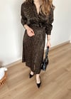 YEŞİL LEOPAR SATEN ELBİSE