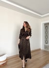 YEŞİL LEOPAR SATEN ELBİSE