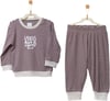 Andywawa Bebek Bamboo Casual Çizgili Alt Üst Takım Mürdüm AC27181