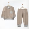 Andywawa Bebek Bamboo Casual Çizgili Alt Üst Takım Bej AC27180