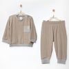 Andywawa Bebek Bamboo Casual Çizgili Alt Üst Takım Bej AC27180