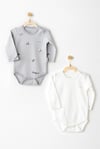 Andywawa Bebek Keep Smiling 2'li Body Set Gri AC26036