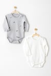 Andywawa Bebek Keep Smiling 2'li Body Set Gri AC26036