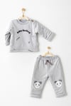 Andywawa Bebek Keep Smiling Dolgulu Alt Üst Takım Gri AC26028