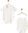 Andywawa Bebek Summer Time Jakarlı 2'li Zıbın Set Ekru AC26505