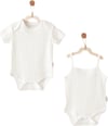 Andywawa Bebek Summer Time Jakarlı 2'li Zıbın Set Ekru AC26505