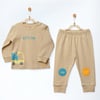 Andywawa Erkek Bebek Little Dreamers Baskılı Pijama Takımı Bej AC27152