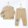 Andywawa Erkek Bebek Little Dreamers Baskılı Pijama Takımı Bej AC27152