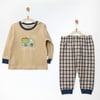 Andywawa Erkek Bebek Little Dreamers Ekoseli Baskılı Pijama Takımı Bej AC27153