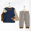 Andywawa Erkek Bebek Little Dreamers Ekoseli Pijama Takımı Lacivert AC27150