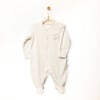 Andywawa Erkek Bebek Romper Bamboo Casual Çizgili Patikli Tulum Krem AC27189