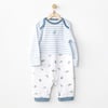 Andywawa Erkek Bebek Romper Dinazor Uzun Kol Tulum Mavi AC24568