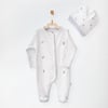Andywawa Erkek Bebek Romper Hat Set Hedgegog Family Şapkalı Patikli Tulum Ekru AC27057