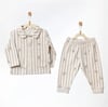 Andywawa Erkek Bebek ZZZ Zebra Çizgili Pijama Takımı Bej AC27283