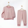 Andywawa Kız Bebek Bamboo Casual Çizgili Alt Üst Takım Pembe AC27198