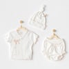 Andywawa Kız Bebek Basic 3'lü Alt Üst Takım Ekru AC25899
