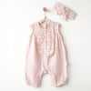 Andywawa Kız Bebek Lovely Day Müslin Saç Bantlı Tulum Pembe AC26613
