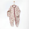 Andywawa Kız Bebek Romper Floral Dreams Fermuarlı Patikli Tulum Ekru AC27015