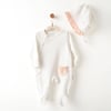 Andywawa Kız Bebek Romper Hat Little Swan Love Şapkalı Patikli Tulum Ekru AC26533