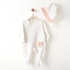 Andywawa Kız Bebek Romper Hat Little Swan Love Şapkalı Patikli Tulum Ekru AC26533