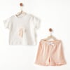 Andywawa Kız Bebek Romper Little Swan Love Tişört Şort Takım Somon AC26535