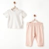 Andywawa Kız Bebek Romper Little Swan Love Alt Üst Takım Somon AC26540