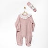 Andywawa Kız Bebek Romper Royal Baby Bandanalı Patikli Tulum Pembe AC27256