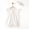 Andywawa Kız Bebek Summer Time Bandanalı Kısa Tulum Ekru AC26504