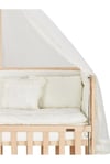 Baby Tech Extra Naturel Ahşap Tekerlekli Anne Yanı Beşik Yataklı (Krem Uyku Seti)