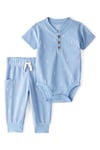 Carter's Erkek Bebek Kısa Kollu Zıbın Pantolon Takım Mavi 1U270310