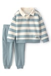 Carter's Erkek Çocuk Polo Yaka Çizgili Sweatshirt Alt Takım Açık Mavi 2V950210