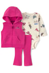Carter's Kız Bebek 3'lü Kapüşonlu Yelek Alt Takım Pembe 1W088910