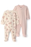Carter's Kız Bebek Layette 2'li Fermuarlı Patikli Tulum Set Pudra 1V386310