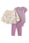 Carter's Kız Bebek Layette 3'lü Hırka Tayt Takım Lila 1V404410