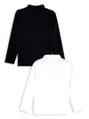 Denokids Çocuk Unisex 2'li Boğazlı Uzun Kollu Tişört Set Siyah Beyaz CFF-25S1-133