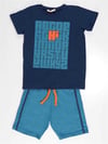 Denokids Erkek Çocuk Alfabe T-shirt Şort Takım Lacivert MS-21Y2-036