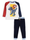 Denokids Erkek Çocuk Bricks Dino Tişört Pantolon Takım Beyaz CFF-25S1-085