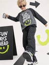 Denokids Erkek Çocuk Fun Days Çizgili Pantolon Üst Takım Antrasit CFF-26S1-021