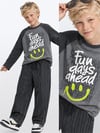 Denokids Erkek Çocuk Fun Days Çizgili Pantolon Üst Takım Antrasit CFF-26S1-021