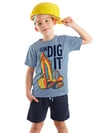 Denokids Erkek Çocuk Kepçe İşte Tişört Şort Takım MS-24Y1-030