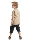 Denokids Erkek Çocuk Komik Dino T-shirt Kapri Şort Takım CFF-24Y1-089