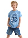 Denokids Erkek Çocuk Let's Play Tişört Denim Şort Takım MS-24Y1-060