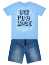 Denokids Erkek Çocuk Let's Play Tişört Denim Şort Takım MS-24Y1-060