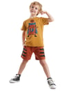 Denokids Erkek Çocuk Super Tiger T-shirt Şort Takım CFF-24Y1-031