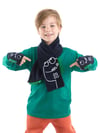 Denokids Erkek Çocuk Tırtıl Dinazor Polar Atkı ve Parmaksız Eldiven Takım Lacivert CFF-22S1-119