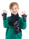 Denokids Erkek Çocuk Tırtıl Dinazor Polar Atkı ve Parmaksız Eldiven Takım Lacivert CFF-22S1-119