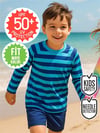Denokids Erkek Çocuk UV Korumalı Çizgili Mayo Tişört Mavi CFF-25Y1-171