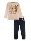 Denokids Erkek Çocuk Who Tişört Pantolon Takım Bej CFF-25S1-153