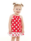 Denokids Kız Bebek Puantiye Yazlık Elbise Kırmızı CFF-23Y2-025